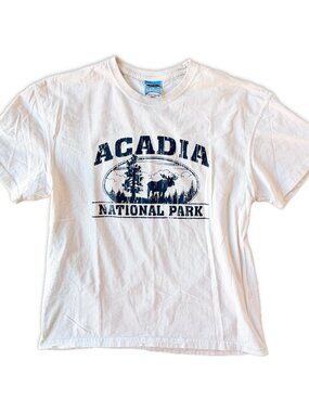 Acadia National Park Moose Graphic Tee Jensen Activewear Large Vintage